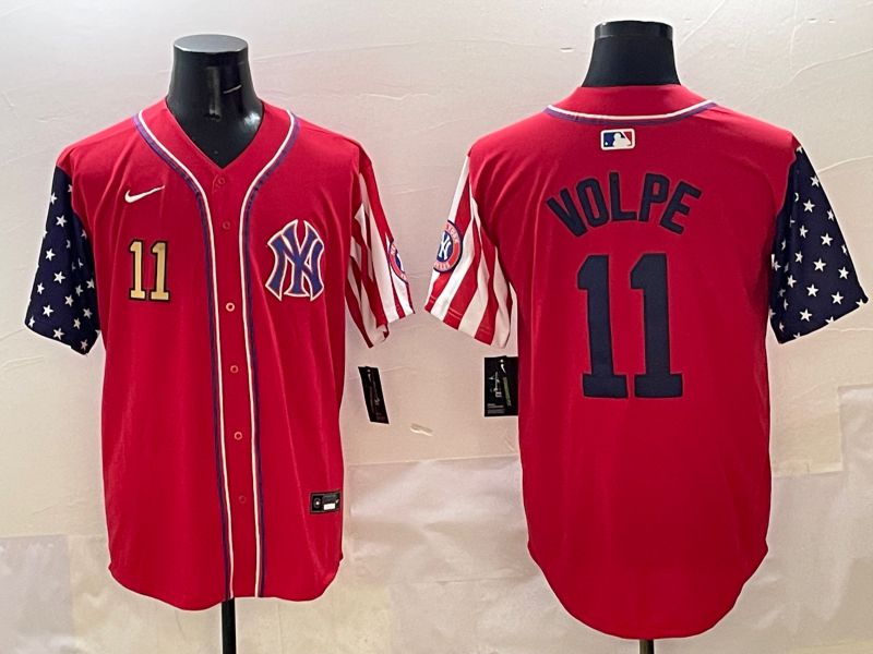 Men New York Yankees 11 Volpe Red a generation of national flags Jointly Name 2025 Nike MLB Jersey style 3
